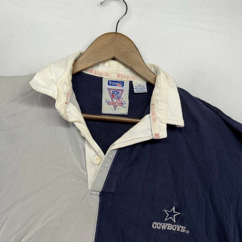 Vintage Dallas Cowboys Rugby Shirt Men's medium Gray Blue Colorblock Embroidered - Picture 6 of 15